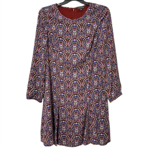 The Limited Paisley Long Sleeve A-Line Flare Purple Boho Drop Waist Dress Sz 12 - Picture 3 of 10